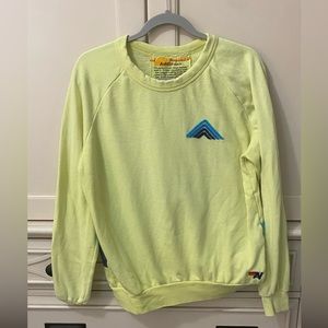 Aviator Nation Yellow Sweatshirt with Blue Design, Size Medium